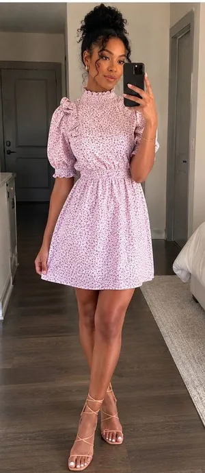 NEW HYACINTH HOUSE Purple Floral Periwinkle Mini Dress Size Medium thumbnail 1