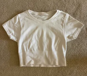Aerie Offline Cropped White Shirt thumbnail 1