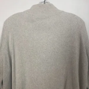 Norm Thompson Full Zip Cotton Ribbed Cream Sweater Size Medium thumbnail 7