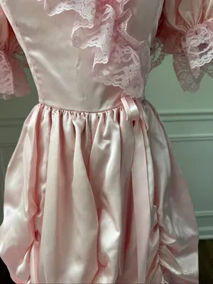Vintage 80s Loralie Pink Southern Belle Bo Peep Prom Dress Gown XS thumbnail 5