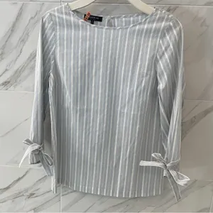 Lafayette 148 Elaina Striped Tie Blouse top thumbnail 2