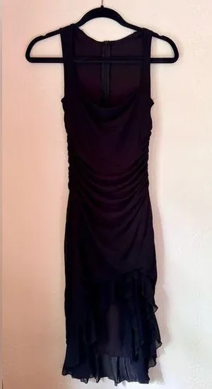 Bodycon Ruffles Double Layers Mesh Sexy Bodycon Party Dress small black thumbnail 1