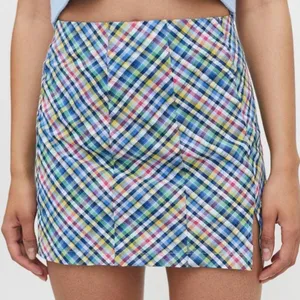 URBAN OUTFITTERS LANDON SEAMED BLUE CHECKERED PLAID COTTON Preppy Skirt M thumbnail 3