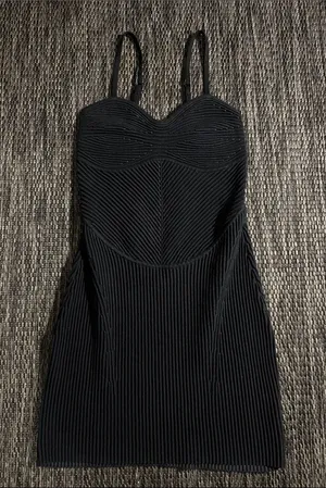 Alo Yoga Denim Knit Mini Dress Bodycon Black Size XS thumbnail 1