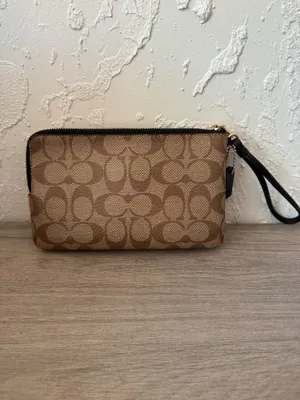 Coach Signature Coated Canvas Double Zip Wristlet thumbnail 11
