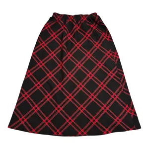 Ecco Eccobay Vintage Taylor Swift Style Red Black Plaid Wool A-Line Midi Skirt‎ Med thumbnail 2