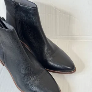 Seychelles Black Leather Ankle Boots Womens 7.5 Fall Boho Booties Stacked Heels thumbnail 8