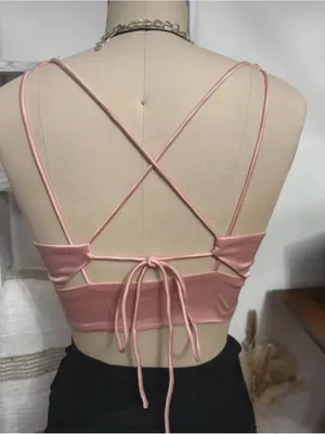 Free People Soft Pink Satin Crop Top W/ Open Back Size X-Small thumbnail 4