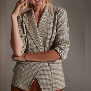 Anthropologie Maeve Houndstooth Print‎ Collegiate Knit Blazer Size XS thumbnail 4