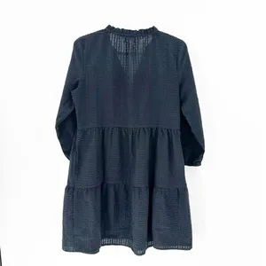 GAP tiered black textured babydoll mini dress puff sleeve summer winter chic thumbnail 7