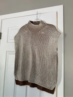 Varley Beige Ribbed Sweater Vest Top thumbnail 3