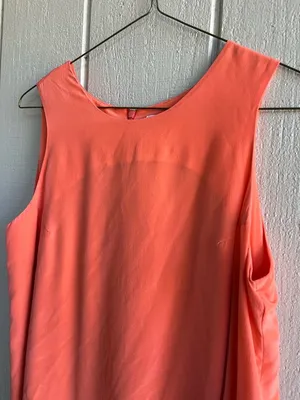 Amanda‎ Uprichard Silk Coral Orange Sleeveless Shift Mini Dress Size L thumbnail 2