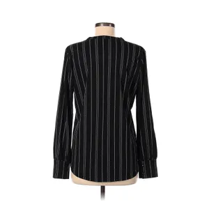 Ann Taylor Black Diagonal Striped V-Neckline Blouse thumbnail 11
