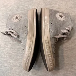 Converse Chuck Taylor All Star High Top Silver Glitter Women’s 12 NYC thumbnail 3