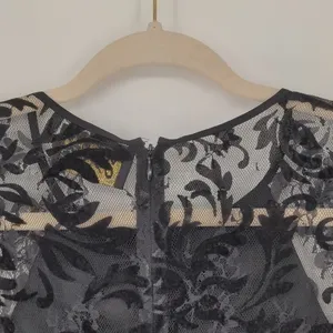 Yumi Kim Romper Women’s Small Black Silk Floral Lace Long Sleeve Open Back thumbnail 14