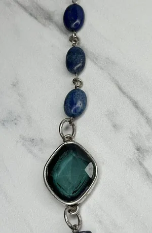 Chicos Blue Beaded Silver Tone Long Necklace 43" ✨ thumbnail 9