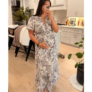 ANTHROPOLOGIE Somerset Maxi Dress in Grey Multi Size Small thumbnail 3