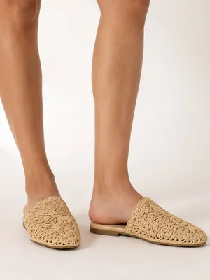A New Day Greta Raffia Slip On Mule Flats Natural Tan Size 11 thumbnail 1