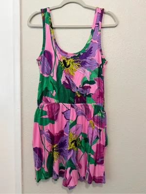 Express Pink, Purple & Green Floral Romper thumbnail 2