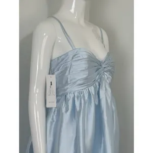 NWT Womens Baby Blue Satin Mini Dress Lace Up Corset Back Spaghetti Strap⁠ 8 thumbnail 6