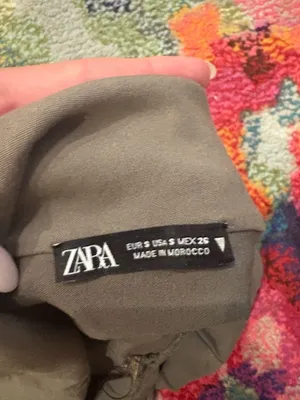 Zara Dark Khaki Green Ruched Elasticized Top thumbnail 3