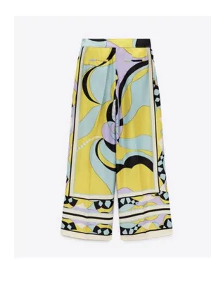 Zara printed palazzo trousers Green Size L thumbnail 3