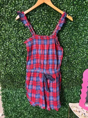 Aerie NWT Plaid Flannel Pajama Romper Sz Small thumbnail 2