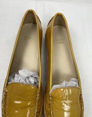 Stuart Weitzman Yellow Patent Leather Loafer Flats Braided Sole Women's 7 thumbnail 1