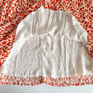 Lulus Love Is In The Flair Red Orange Heart Print Midi Dress Women’s Small NWT thumbnail 8