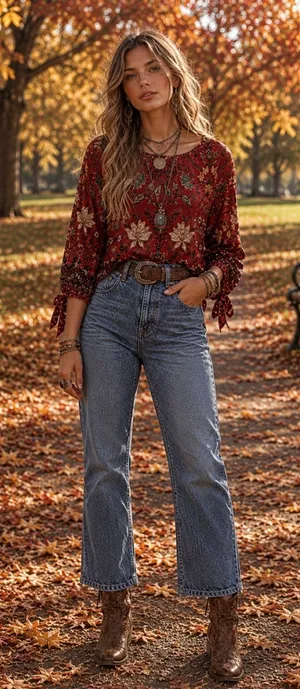 Loft Womens Red Floral Paisley Long Sleeve Tie Cuff Blouse Size M Bohemian thumbnail 1