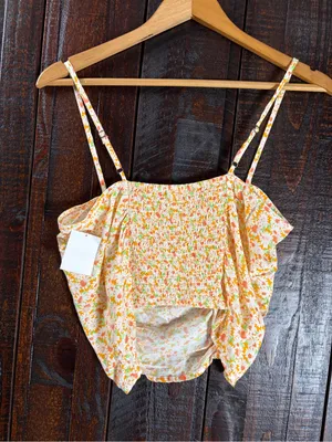 bp. Floral Ruched Spaghetti Strap Crop Top - Small thumbnail 5