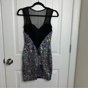 Dress the population sequin mini dress bodycon hoco homecoming party XS FLAWED‎ thumbnail 5
