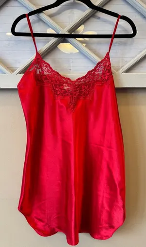 Vintage‎ Inner Most Medium 90s Red lace Satin Chemise Negligee Nightgown sexy thumbnail 1