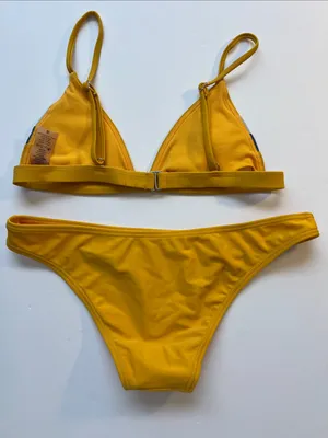 Yellow Triangle Bikini Set with Contrast Panels thumbnail 3