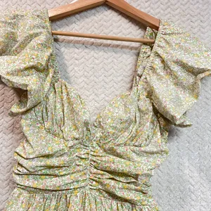Tuckernuck Hyacinth House Yellow Green Floral Cottagecore Midi Dress‎ XXS - flaw thumbnail 6