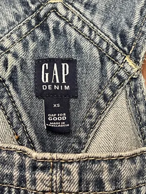 GAP womens Distressed Denim Short Overalls - Blue size XS thumbnail 4