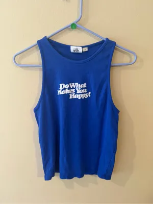 University Tees Do What Makes You Happy Blue Ribbed Tank Top thumbnail 2