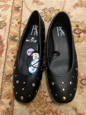 Seychelles Black Studded Slip-On Ballet Flats thumbnail 1