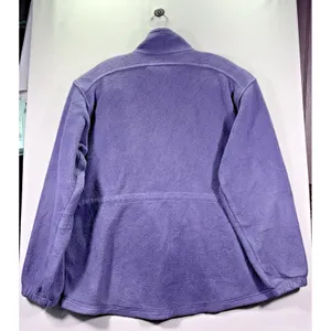 LL Bean Women Purple /Lilac FleeceJacket cinch at waist pockets mock neck Large thumbnail 2