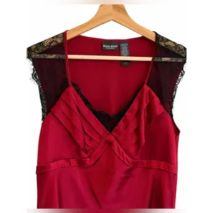 Vintage Y2K Fairy Bisou Bisou Whimsigoth Red Satin Top Size M Vamp Romantic Goth thumbnail 2