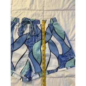 Shein Blue Shorts White Geometric Drawstring Waist Summer Beach Pool Large Women thumbnail 5