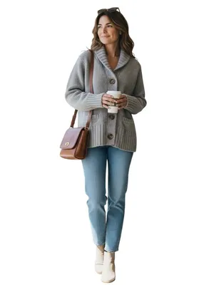 Aerie Wool Blend Shawl Collar Button Front Cardigan Gray Sweater Small in GUC thumbnail 2