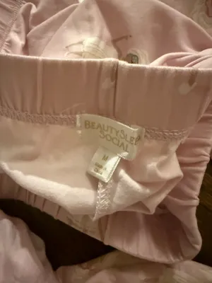 Pink Striped Patterned Long Sleeve Pajama Set Size M thumbnail 3