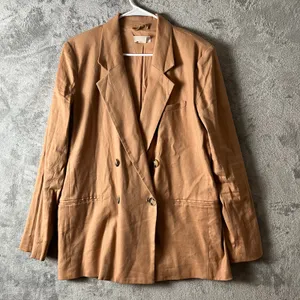 Maeve‎ Anthropologie Oversized Double Breasted Blazer Jacket Size 8 Linen Blend thumbnail 1