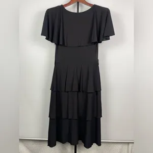 Leona Edmiston Frocks Black Tiered Ruffle Layered‎ Short Sleeve Dress thumbnail 8
