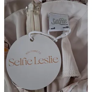 NWT Selfie Leslie LAKE COMO FITTED BODICE MIDI DRESS ORCHID PRINT BEIGE XS thumbnail 6