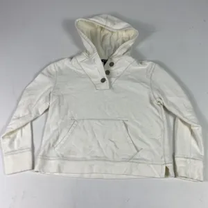 Lauren Ralph Lauren‎ Hoodie Womens Small White Henley Pullover Pocket Logo Knit thumbnail 1