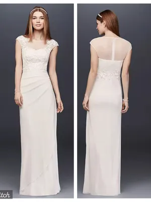 Elegant New David’s Bridal Chiffon Mesh Wedding Gown thumbnail 2