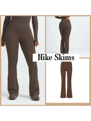 Nike Skims Matte Women's High Waisted Slim Flared Leggings DARKSEPIA NWT L(G23 thumbnail 2