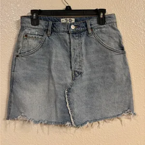 FREE PEOPLE We The Free Denim Brea Cutoff Skirt in Mile High Blue thumbnail 3